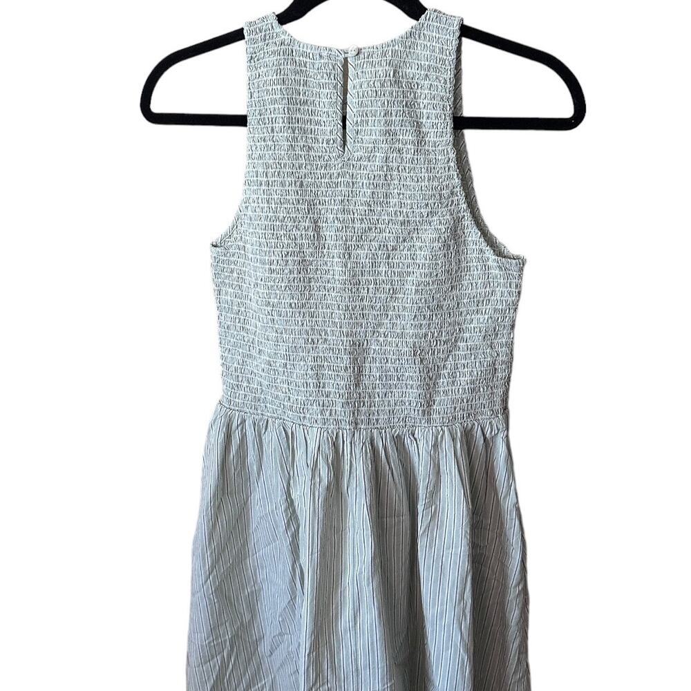 madewell the melody smocked midi dress pistachio stripe np125 women small - Picture 5 of 8